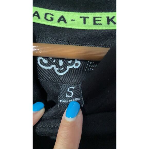 Saga Outerwear Black Hoodie Mens Small Pullover Short Sleeve Sweater - Picture 4 of 5